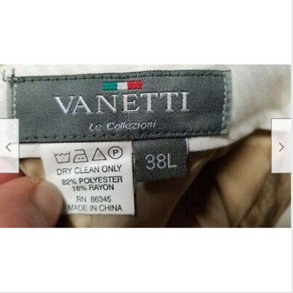 VANETTI Mens suit Khaki Tan Jacket Size 44L Dress pants Pleated 38L polyester - Picture 7 of 10